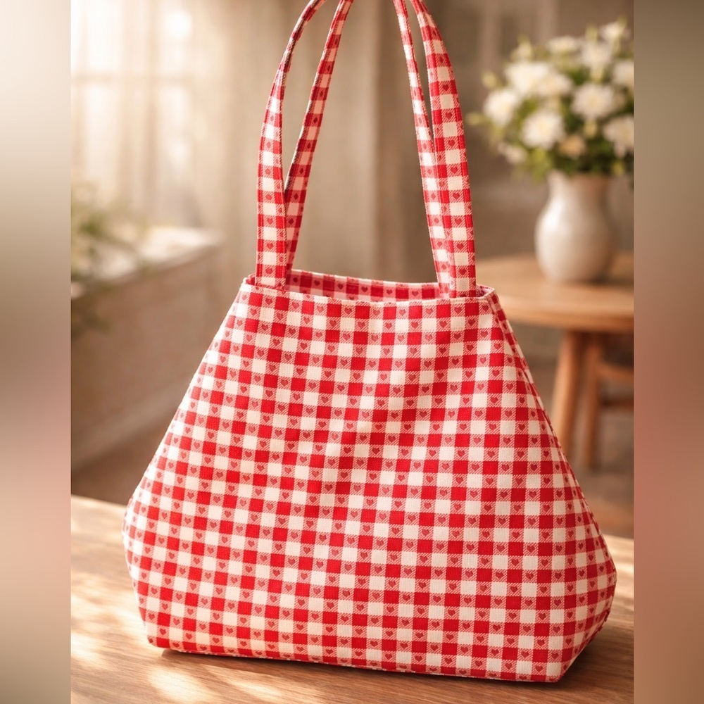 Red Checkered Tote Bag - Picture 3 of 5